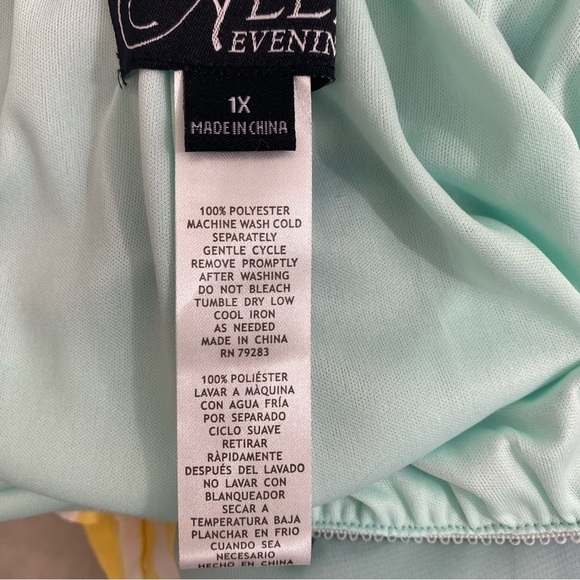 Alex Evenings Size 1X Plus Mint Green Chiffon Overlay Wide Leg Pants Formal NWT - Picture 9 of 9